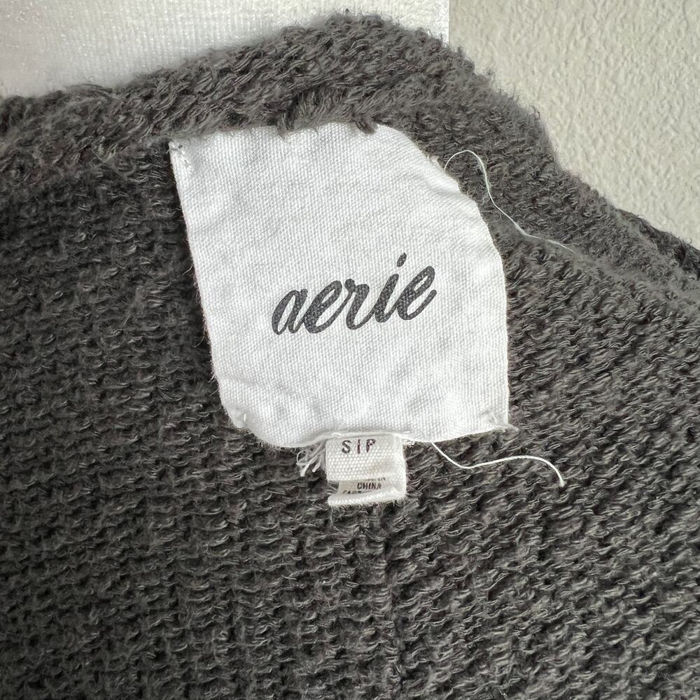 Aerie American Eagle Oversized Knit Sweater Women's S Gray Scoop Neck Relaxed - Picture 6 of 8